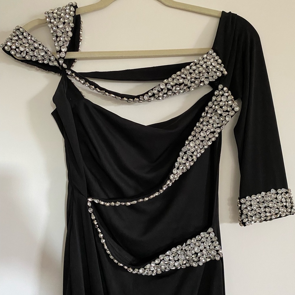 Jovani Gown Black with Jewel Encrusted Straps